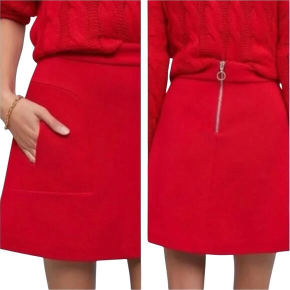 Anthropologie Maeve Novato Mini Skirt A Line Pockets High Rise Red Womens 0 - Picture 1 of 9